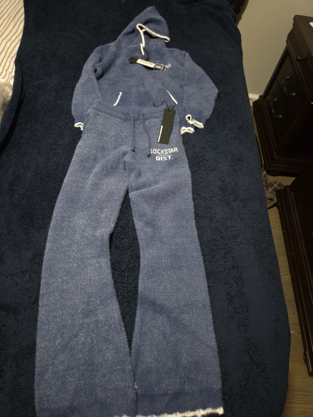 Kids Blue Plush Hoodie & Pants Pajama Set